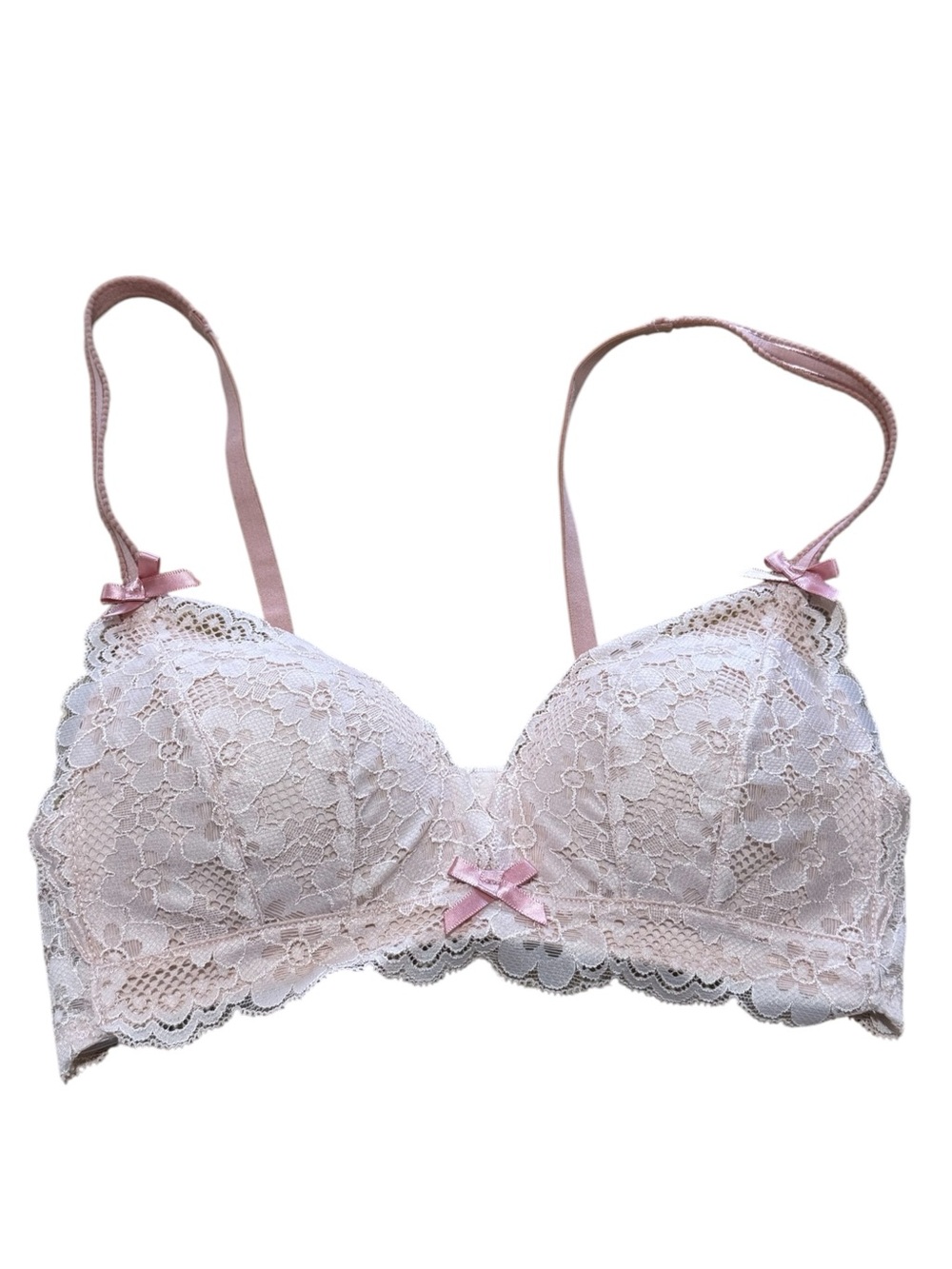 MISS CURIOSITY Cute Pink Lace Bra with Bows